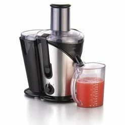 Coupon 🔥 Hamilton Beach Juicer Machine, Centrifugal Extractor Big Mouth 3” Feed Chute For Whole Fruits & Vegetables, Easy To Clean, 2 Speeds, 800 Watts, BPA Free, Black And Silver (67750) ⭐