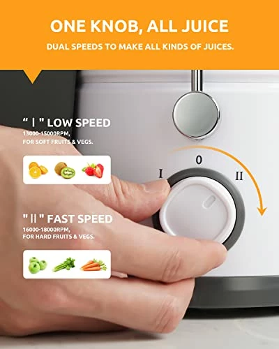 Deals π GDOR Juicer With 800W Motor, Juicer Machine With Big Mouth 3β Feed Chute, Dual Speeds Juice Maker For Fruits And Veggies, Anti-Drip Function Centrifugal Juicer, Include Cleaning Brush, BPA-Free, White π₯° - Image 3