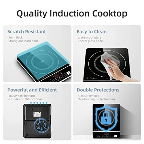 Brand new ✔️ Easecook Portable Induction Cooktop Countertop Burner Induction Hot Plate Electric Induction Cooker 1800W With 6 Modes 10 Power Levels/Kids Safety Lock/Timer/LED Sensor Touch 🤩 - Image 3