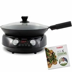 Wholesale 🤩 NUWAVE Mosaic Induction Wok With 14-inch Carbon Steel Wok And Tempered Glass Lid; Precision Temperature Control From 100F To 575F, Wattage Control (600W, 900W & 1500W), Includes Wok Cookbook 🧨