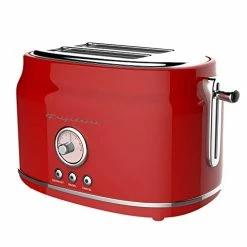 New 🛒 Frigidaire ETO102-RED Retro Wide 2-Slice Toaster Perfect For Bread, English Muffins, Bagels, 5 Browning Levels, 900w, RED 🥰