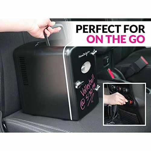 Top 10 🥰 Nostalgia RF6RRBK Retro 6-Can Personal Cooling And Heating Mini Refrigerator With Eraser Board Door Carry Handle And Display Window For Home, Office, Car, Boat Or Dorm Room, Black 👍 - Image 5