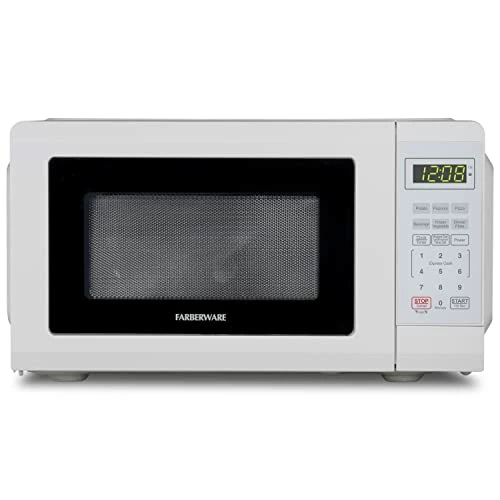 Best deal โ Farberware Compact Countertop Microwave Oven 0.7 Cu. Ft. 700-Watt With LED Lighting, Child Lock, Easy Clean Grey Interior, Whit โญ