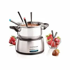 Best Pirce 🛒 Nostalgia 6-Cup Stainless Steel Electric Fondue Pot Set With Temperature Control, 6 Color-Coded Forks, And Removable Pot - Fondue Pot For Chocolate, 🍬 Candy Melts, Caramel, Cheese, Sauces, And More 👍