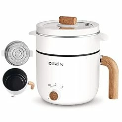 Flash Sale 🎁 Dezin Electric Hot Pot With Steamer, 1.5L Non-stick Ramen Cooker, 2 In 1 Shabu Shabu Hot Pot, Multifunctional Cooker With Overheating Protection For Stew, Noodles (Egg Rack Included) White 🛒