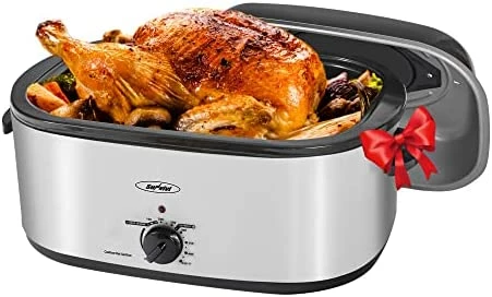 Discount ๐ฅฐ 30lb 26-Quart Roaster Oven, Electric Roaster Oven With Viewing Lid, Sunvivi Turkey Roaster With Unique Defrost/Warm Function, Large Roaster With With Removable Pan & Rack , Stainless Steel, White โ๏ธ - Image 6