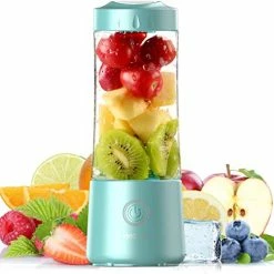 Best deal 🤩 2021 Hotsch Portable Blender, 13.5 Oz Personal Size Juicer Cup For Smoothies And Shakes, USB Rechargeable With Six Blades, For Sports Travel And Outdoors - Blue 🎉