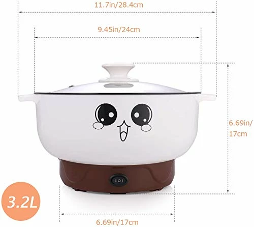 Discount ⌛ Electric Skillet, FanCheng 4-in-1 Multifunction Electric Cooker Skillet For Cooking Steaming Boiling Stewing And Braising, Non-Stick Stainless Steel Electric Grill Pot With Lid (3.2L, Without Steamer) 👍 - Image 4