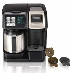 New 😍 Hamilton Beach FlexBrew Trio 2-Way Coffee Maker, Compatible With K-Cup Pods Or Grounds, Combo, Single Serve & Full 10c Thermal Pot, Black And Stainless 🎁
