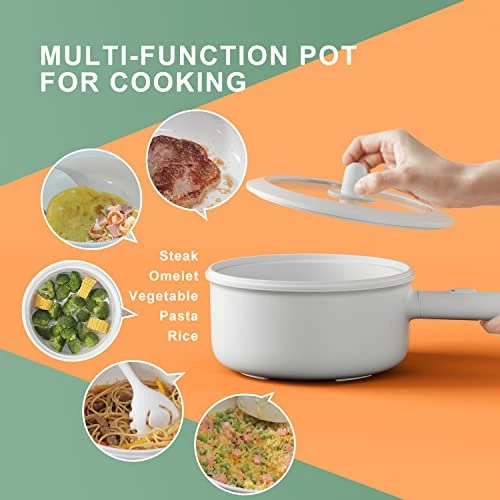 Budget ๐ฅฐ Pan Electric, Non-Stick Hot Pot Electric With Strainer, YOKEKON 2.64 Quart Large Cooking Pan For Omelet, Soup, Fondue, Pasta, Steak, Perfect For Dorm And Camping, Steamer, White ๐ฏ - Image 3