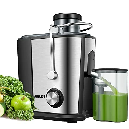Flash Sale 🛒 Juilist Juicer, Juicers Extractor Easy To Clean, 3" Wide Feed Chute Juicer Machines For Whole Vegetable And Fruit, 2 Speeds Control For Soft & Hard Fruits, With Brush Easy To Clean, Anti-drip & Anti-slip Function, BPA Free ✔️