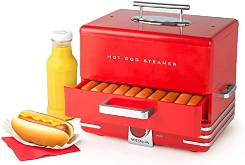 Best Pirce 🌟 Nostalgia Extra Large Diner-Style Steamer, 20 Hot 🐕 Dogs And 6 Bun Capacity, Perfect For Breakfast Sausages, Brats, Vegetables, Fish, Cob ✔️ - Image 7