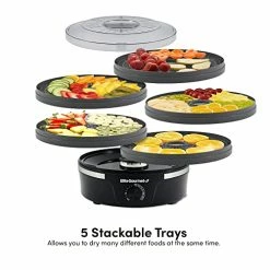 Best Sale 👍 Elite Gourmet EFD319BNG Food Dehydrator, 5 BPA-Free 11.4" Trays Adjustable Temperature Controls, Jerky, Herbs, Fruit, Veggies, Dried Snacks, Black And Grey, 5 Trays 👏