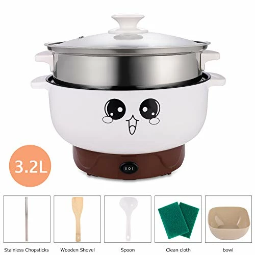 Wholesale π₯ MINGPINHUIUS 4-in-1 Multifunction Electric Cooker Skillet Wok Electric Hot Pot For Cook Rice Fried Noodles Stew Soup Steamed Fish Boiled Egg Small Non-stick With Lid (3.2L, With Steamer) π - Image 6