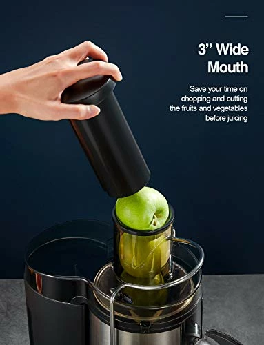 Promo ✔️ Juicer Machine, 500W Centrifugal Juicer Extractor With Wide Mouth 3” Feed Chute For Fruit Vegetable, Easy To Clean, Stainless Steel, BPA-free, By QCen Gr 🌟 - Image 2
