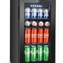 Brand new 🛒 Tylza Mini Beverage Cooler Refrigerator Freestanding, 130 Cans Beverage Fridge With Glass Door For Beer Soda And Wine, Small Drink Fridge For Office Or Bar With Adjustable Removable Shelves 👍