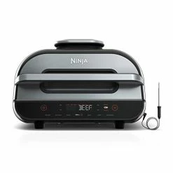 Hot Sale 🥰 Ninja FG551 Foodi Smart XL 6-in-1 Indoor Grill With Air Fry, Roast, Bake, Broil & Dehydrate, Smart Thermometer, Black/Silver 👍