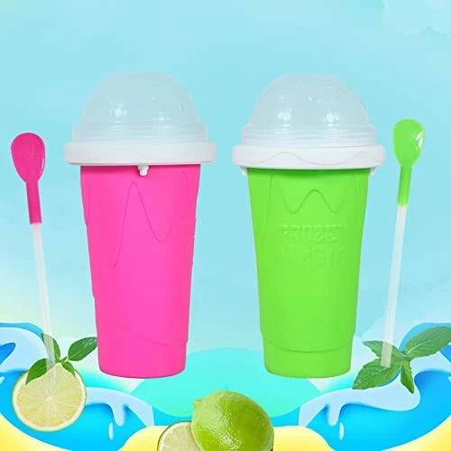 Best Sale ๐ Fovlry Slushie Cup Frozen Magic Cup Squeeze Cup Slushy Maker Slushy Maker Cup DIY Homemade Smoothie Cups Travel Portable Double Layer Slushie Cup For Children And Family (R+G) ๐งจ - Image 5