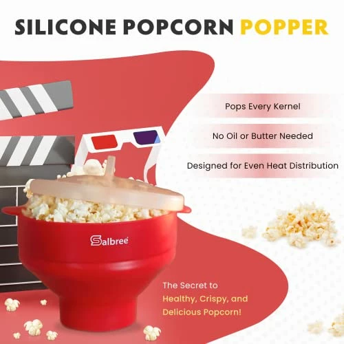 Cheapest 🎁 Original Salbree Microwave Popcorn Popper, Silicone Popcorn Maker, Collapsible Bowl - The Most Colors Available (Aqua) 🔥 - Image 2