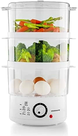 Cheap โจ Ovente Electric Food Steamer 5 Quart With 2 Tier Stackable BPA-Free Baskets, 400W Stainless Steel Base, Auto Shut-Off And 60-Minute Timer, Fast Steaming Ideal For Vegetable And Fish, Silver FS62S โค๏ธ - Image 6