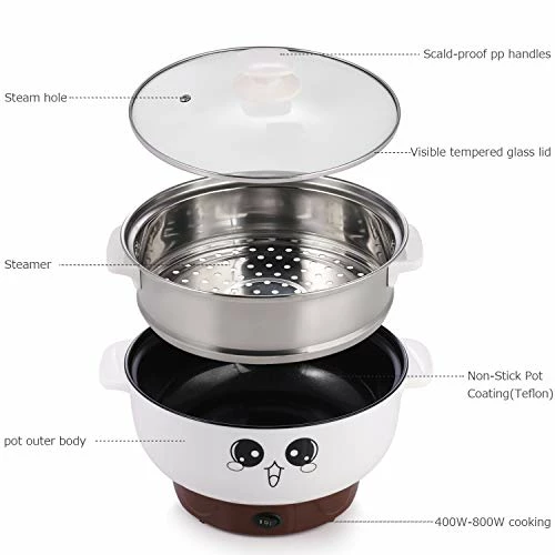 Wholesale π₯ MINGPINHUIUS 4-in-1 Multifunction Electric Cooker Skillet Wok Electric Hot Pot For Cook Rice Fried Noodles Stew Soup Steamed Fish Boiled Egg Small Non-stick With Lid (3.2L, With Steamer) π - Image 3
