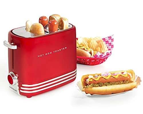 Wholesale ❤️ Nostalgia 2 Slot Hot 🐕 Dog And Bun Toaster With Mini Tongs, Hot 🐕 Dog Toaster Works With Chicken, Turkey, Veggie Links, Sausages And Brats, Red 😉 - Image 2