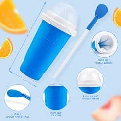 Best reviews of 🥰 KGKTU Slushy Maker Cup, TIK TOK Magic Quick Frozen Smoothies Cup, Portable Double Layer Slushy Maker Cup, Slushie Machine With Straw And Spoon, Ice Cream Maker For Kids And Family(Blue) ⭐