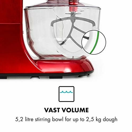 Top 10 ๐งจ KLARSTEIN Bella Rossa 2g Electric Stand Mixer, Grinder, Dough Bowl, Flat Whisk, Food Mixer, Wire Whip, 650 Watts, 5.5 Qt Glass Bowl, 6 Speeds Red 2g ๐ฏ - Image 3