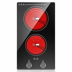 Cheapest 🛒 VBGK Electric Cooktop,110V Electric Stove Top With Knob Control, 9 Power Levels, Kids Lock & Timer, Hot Surface Indicator, Overheat Protection,12 Inch Built-in Radiant Double Induction Cooktop ⭐