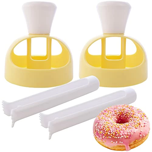 Best reviews of π HengKe 2 Pack Plastic Donut Cutters With Dipping Pliers Doughnut Mould Doughnut Maker DIY Doughnut Baking Tool Non-Stick Donut Mould Cake Mould Pastry Tools Biscuits Doughnut Hole Cutters π€©