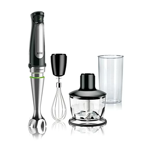 Best Sale 👏 Braun MQ7035X 3-in-1 Immersion Hand, Powerful 500W Stainless Steel Stick Blender Variable Speed + 2-Cup Food Processor, Whisk, Beaker, Faster, Finer Blending, MultiQuick 🥰