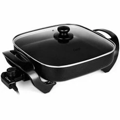 Best Sale 🔔 Caynel 12 X 12 Inch Nonstick Ceramic Electric Skillet With Glass Lid, Aluminum Body, 1400-Watts, Adjustable Temperature Controller Goes Up To 460 Degrees For Fry, Bake, Steam Or Simmer, Easy To Clean 🥰