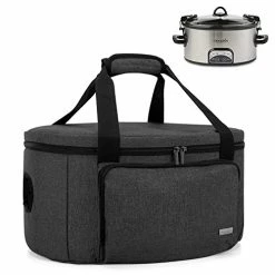 Budget 🥰 Luxja Insulated Slow Cooker Bag (with A Bottom Pad And Lid Fasten Straps), Slow Cooker Carrier Fits For Most 6-8 Quart Oval Slow Cooker, Black 🔥