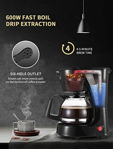 Outlet 🥰 Gevi 4 Cups Small Coffee Maker, Compact Coffee Machine With Reusable Filter, Warming Plate And Coffee Pot For Home And Office Aluminum Blu 🥰 - Image 2