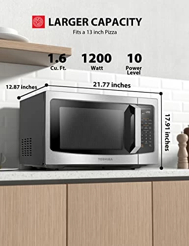 Best Pirce ๐ TOSHIBA ML-EM45PIT(SS) Countertop Microwave Oven With Inverter Technology, Kitchen Essentials, Smart Sensor, Auto Defrost, 1.6 Cu Ft, 13.6" Removable Turntable, 33lb.&1350W, Stainless Steel โญ - Image 2