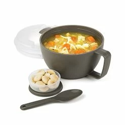 Outlet ✨ Prepsolutions Prep Solutions By Progressive Microwave Soup On-the-Go, Gray - PS-91GY Leak-Proof, Cool-Touch Handle, Spoon Inlcuded ⌛