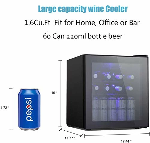 Flash Sale π Antarctic Star 1.6cu.ft Wine Cooler/Cabinet Beverage Refigerator Small Wine Cellar Soda Beer Counter Top Bar Fridge Quiet Operation Compressor Freestanding Door Black Glass π - Image 4