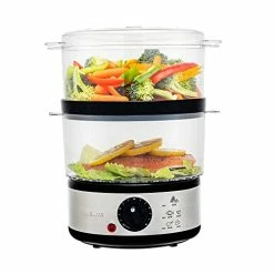Cheap ✨ Ovente Electric Food Steamer 5 Quart With 2 Tier Stackable BPA-Free Baskets, 400W Stainless Steel Base, Auto Shut-Off And 60-Minute Timer, Fast Steaming Ideal For Vegetable And Fish, Silver FS62S ❤️