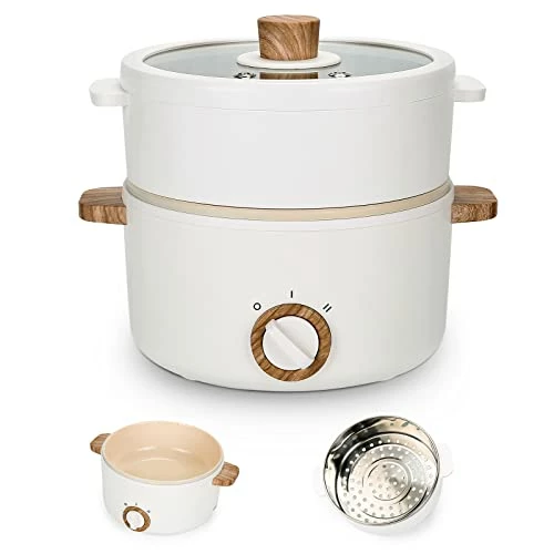 Budget 💯 KINBEDY Electric Hot Pot Upgraded, Non-Stick Sauté Pan, Rapid Noodles Cooker, 1.5L Mini Pot For Steak, Egg, Fried Rice, Ramen, Oatmeal, Soup With Power Adjustment 🎁