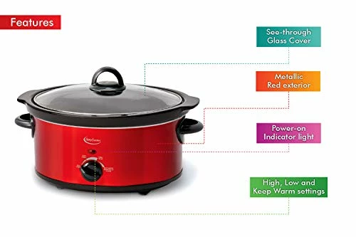 Cheapest β¨ Betty Crocker Slow Cooker With A Travel Bag, 5-Quart, Red, BC-1544 π - Image 2