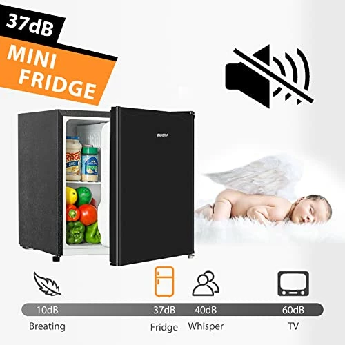 Outlet ✨ BANGSON Mini Fridge For Bedroom, 1.6 Cu.Ft Mini Fridge With Freezer,Adjustable Temperature And Leveling Leg, Reversible Single Door, Compact Refrigerator Dorm, Office, Bar And Outdoors 🌟 - Image 3