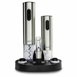 Cheap 🔔 Ivation Wine Gift Set, Includes Stainless Steel Electric Wine Bottle Opener, Wine Aerator, Electric Vacuum Wine Preserver, 2 Bottle Stoppers, Foil Cutter & LED Charging Base 😉