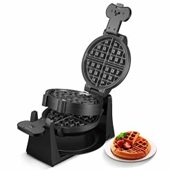 Promo 💯 FOHERE Waffle Maker, Belgian Waffle Maker Iron 180° Flip Double Waffle, 8 Slices, Rotating & Nonstick Plates, Removable Drip Tray, Cool Touch Handle, Black, 1400W 💯