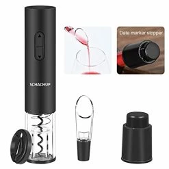 Best Pirce 🔔 SCHACHUP Electric Wine Bottle Opener,Automatic Wine Opener Set,Wine Corkscrew With Wine Vacuum Stopper, Wine Aerator Pourer And Foil Cutter Set For Home Kitchen Party Bar Wedding, Gift In Black ✨