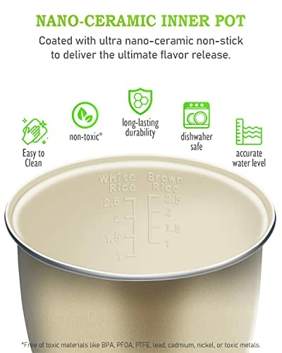 Best deal 😍 TLOG Mini Rice Cooker 2.5-Cup Uncooked(5-Cup Cooked), Healthy Ceramic 🧥 Coating 1.2L Small Rice Cooker For 1-3 People, Portable Travel Rice Cooker With Steam Tray, Rice Maker For Grains, White Rice, Oatmeal, Veggies Grey 😀 - Image 3