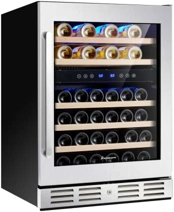 Coupon ๐ฏ Kalamera 24'' Wine Cooler Refrigerator 46 Bottle Dual Zone Built-in Or Freestanding Fridge With Stainless Steel & Triple-Layer Tempered Reversible Glass Door And Temperature Memory Function ๐ฏ - Image 4