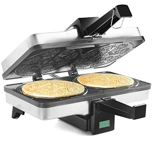 Cheapest โ๏ธ SCS Direct MasterChef Krumkake Baker- Make 2 Homemade Pizzelle Like Cookies, Great For Cannoli Filling & Waffle Cones, Fun Nonstick Electric Iron Press Kitchen Appliance - Holiday Baking Treats, ๐ Christmas Gif ๐ฏ - Image 3