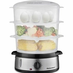 Best deal 🎉 Elite Gourmet EST4401 Electric Food Vegetable Steamer With BPA-Free 3 Tier Stackable, Nested Basket Trays, Auto Shut-off 60-min Timer, 800W, 9.5 Quart, Stainless S 🥰