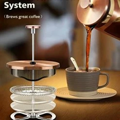Best reviews of ๐ฏ BAYKA French Press Coffee Maker, Glass Classic Copper 304 Stainless Steel Coffee Press, Cold Brew Heat Resistant Thickened Borosilicate Coffee Pot For Camping Travel Gifts, 34 Ounce ๐