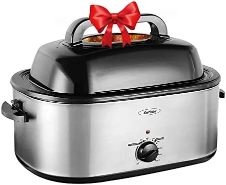 Discount ๐ฅฐ 30lb 26-Quart Roaster Oven, Electric Roaster Oven With Viewing Lid, Sunvivi Turkey Roaster With Unique Defrost/Warm Function, Large Roaster With With Removable Pan & Rack , Stainless Steel, White โ๏ธ - Image 7